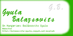 gyula balazsovits business card