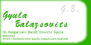 gyula balazsovits business card